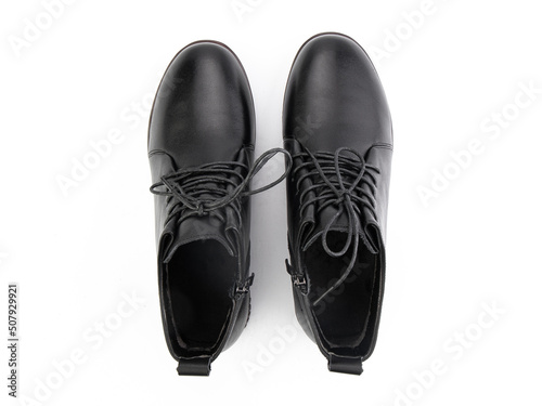 Obraz na płótnie classic sneakers with laces. Casual style. Isolated close-up on white background. Top view. Fashion shoes w salonie
