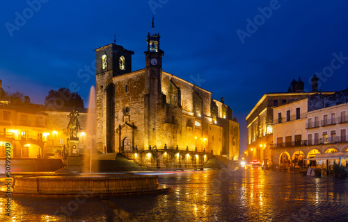 Evening photo of Plaza Mayor in Trujillo, Caceres, Spain.