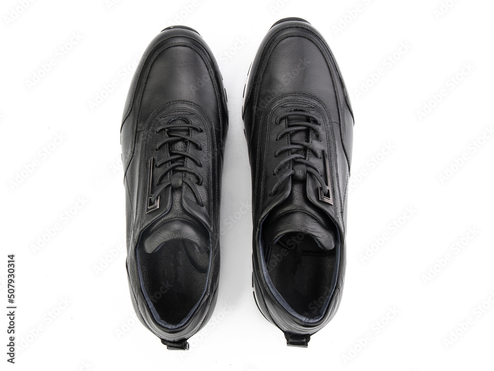 classic sneakers with laces. Casual style. Isolated close-up on white background. Top view. Fashion shoes