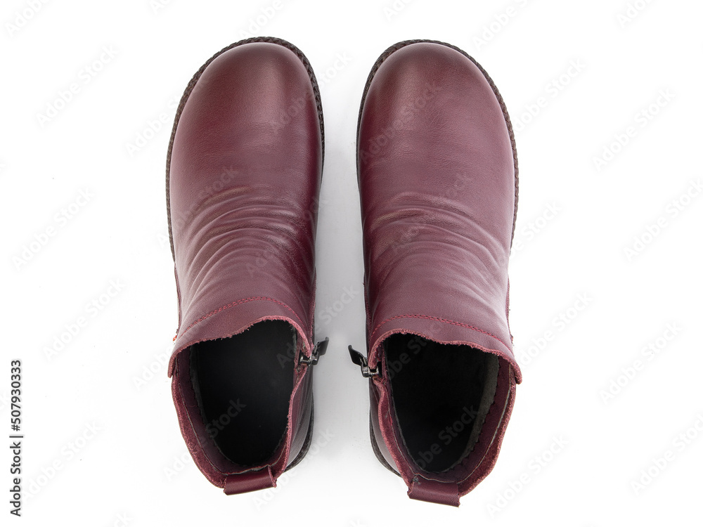 jodhpur boots isolated on white background. Top view. Fashion shoes. Photoshoot for shoe shop concept.