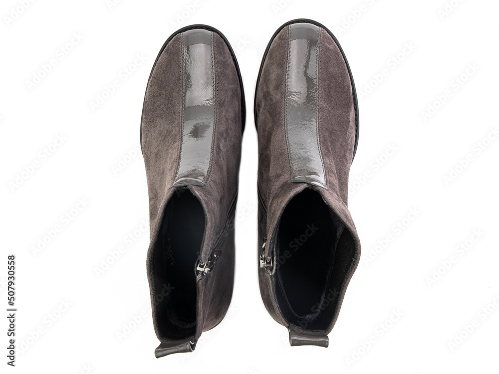 jodhpur boots isolated on white background. Top view. Fashion shoes. Photoshoot for shoe shop concept.