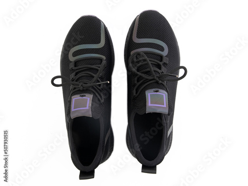 Obraz na płótnie classic sneakers with laces. Casual style. Isolated close-up on white background. Top view. Fashion shoes w salonie