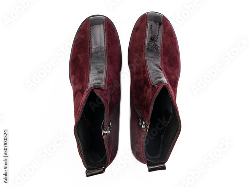 jodhpur boots isolated on white background. Top view. Fashion shoes. Photoshoot for shoe shop concept.