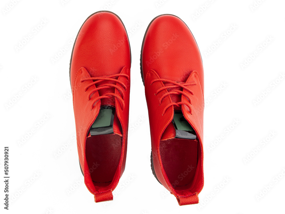 jodhpur boots isolated on white background. Top view. Fashion shoes. Photoshoot for shoe shop concept.