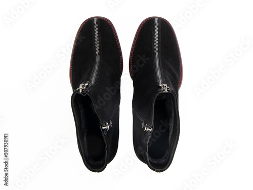Obraz na płótnie classic sneakers with laces. Casual style. Isolated close-up on white background. Top view. Fashion shoes w salonie