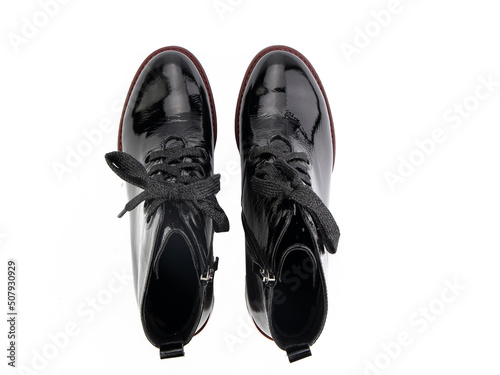 Obraz na płótnie classic sneakers with laces. Casual style. Isolated close-up on white background. Top view. Fashion shoes w salonie