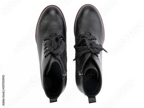Obraz na płótnie classic sneakers with laces. Casual style. Isolated close-up on white background. Top view. Fashion shoes w salonie