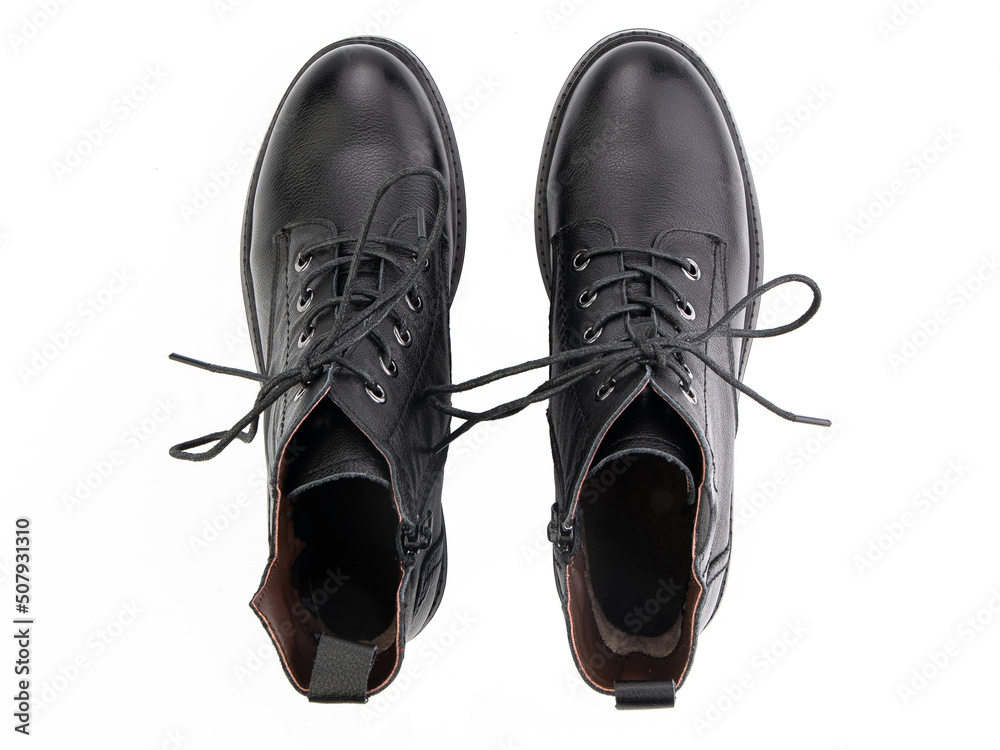 classic sneakers with laces. Casual style. Isolated close-up on white background. Top view. Fashion shoes