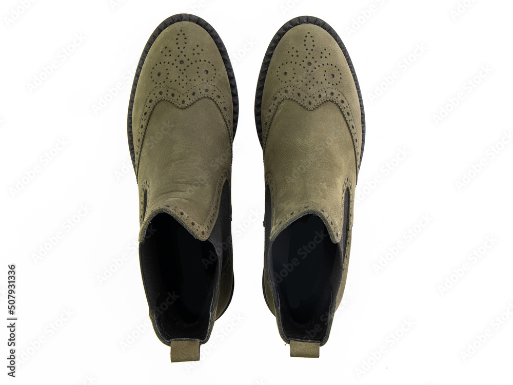 jodhpur boots isolated on white background. Top view. Fashion shoes. Photoshoot for shoe shop concept.