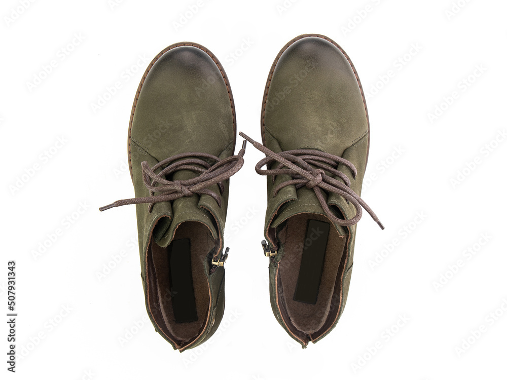 jodhpur boots isolated on white background. Top view. Fashion shoes. Photoshoot for shoe shop concept.