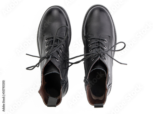 Obraz na płótnie classic sneakers with laces. Casual style. Isolated close-up on white background. Top view. Fashion shoes w salonie