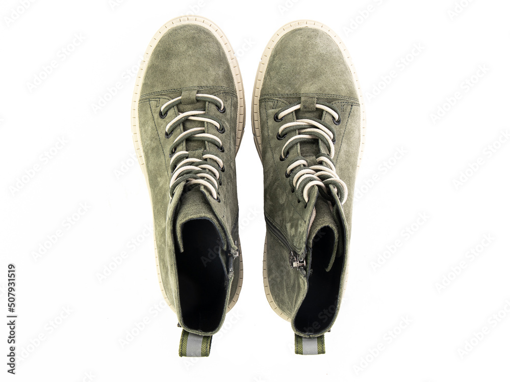 jodhpur boots isolated on white background. Top view. Fashion shoes. Photoshoot for shoe shop concept.