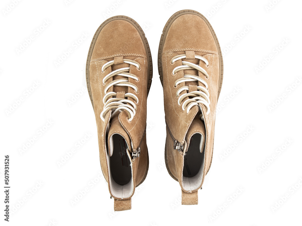jodhpur boots isolated on white background. Top view. Fashion shoes. Photoshoot for shoe shop concept.