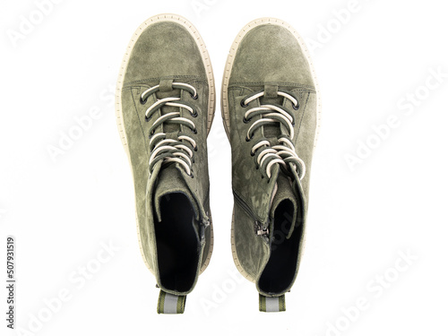 jodhpur boots isolated on white background. Top view. Fashion shoes. Photoshoot for shoe shop concept.