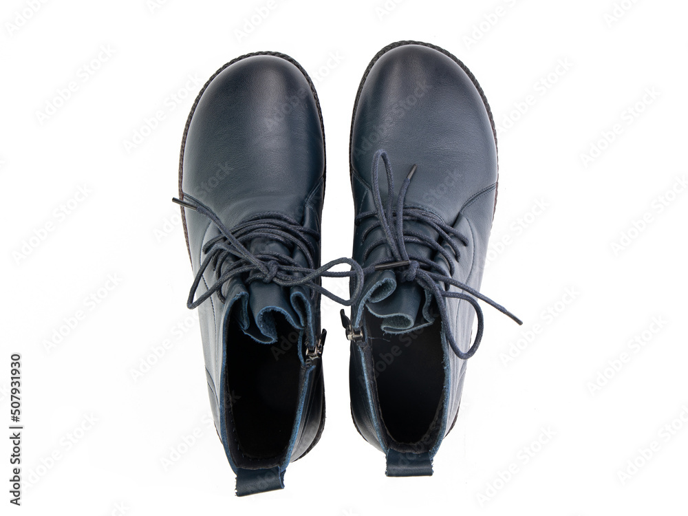 classic sneakers with laces. Casual style. Isolated close-up on white background. Top view. Fashion shoes