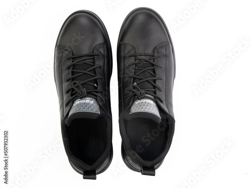 Obraz na płótnie classic sneakers with laces. Casual style. Isolated close-up on white background. Top view. Fashion shoes w salonie