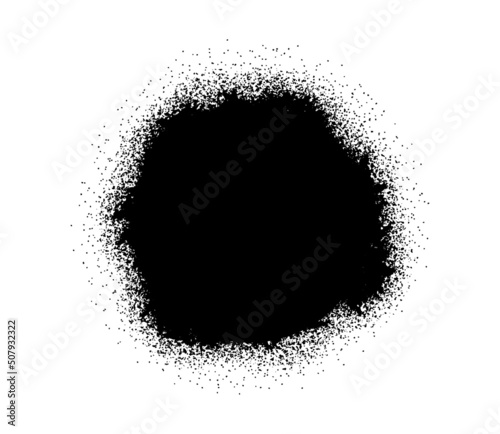 Black graffity spray. Cloud of paint, graphic elements for applying to wall. Icons and cards, interface for website. Sprayer and can, street art and creativity. Cartoon flat vector illustration