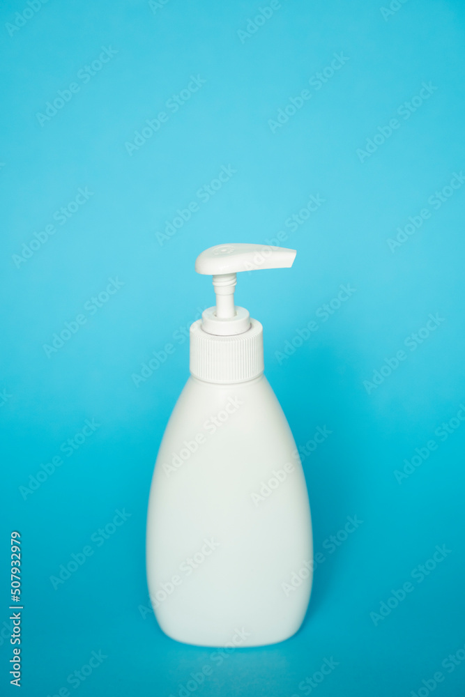 Liquid container for gel, lotion, cream, shampoo, bath foam. Cosmetic plastic bottle with white dispenser pump. Mock up template for design. Liquid container for gel, lotion, cream, shampoo, bath foam. Cosmetic plastic bottle with white dispenser pump. Mock up template for design.