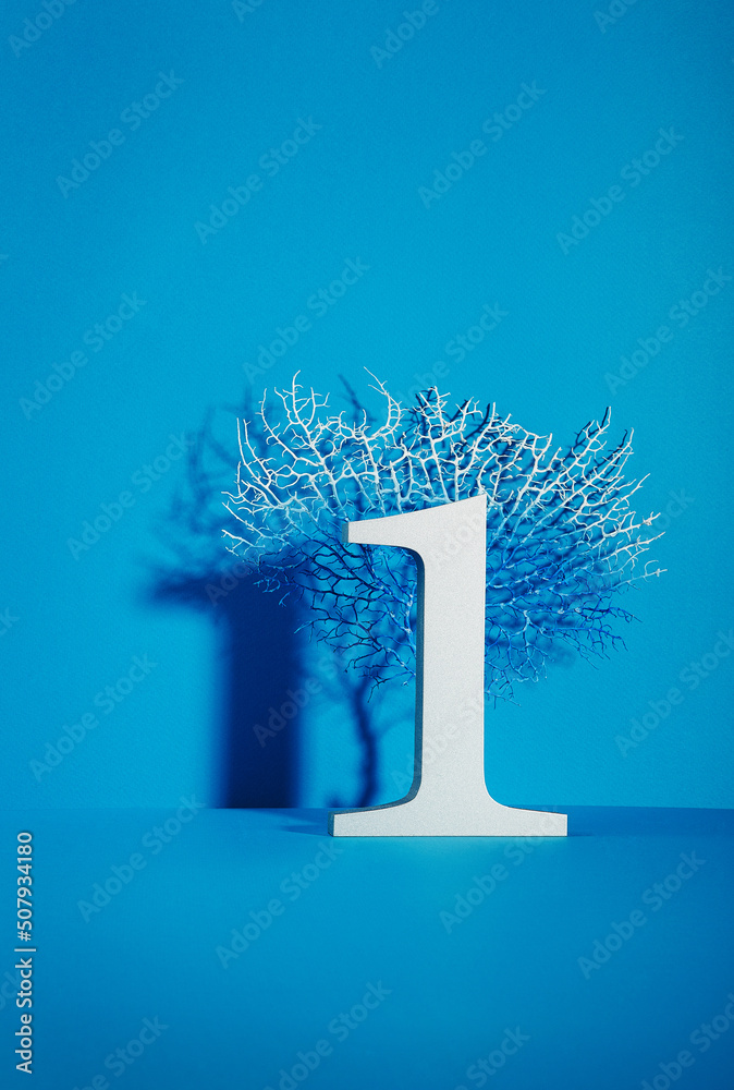 Number 1 image on blue background.