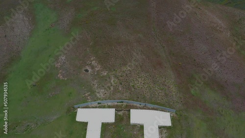 Drone Aerial Descending to the U on the Mountain Above the University of Utah in Salt Lake City Utah