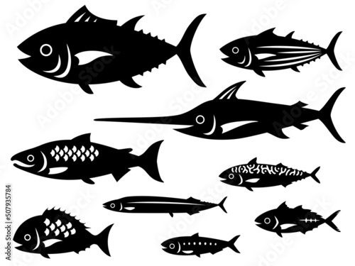 魚のシルエットセット