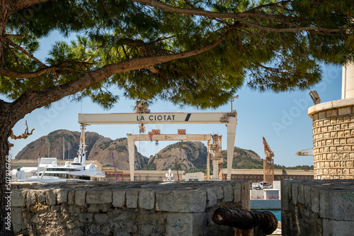 Sunny day in South of France, walking in ancient Provencal coastal town La Ciotat, Provence, France
