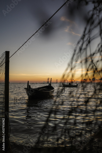 boat at sunset