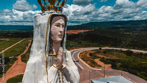 Crato Estátua Nossa Senhora de Fátima Religião Católica Turismo Cariri Oásis Sertão Ceará Cearense Nordeste Brasil Cidade Paisagem Caatinga Drone Vista Aérea photo