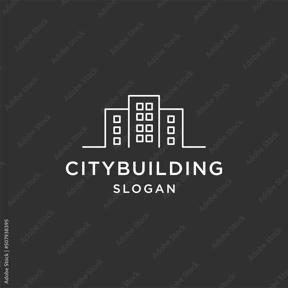 City building line art logo template vector illustration design