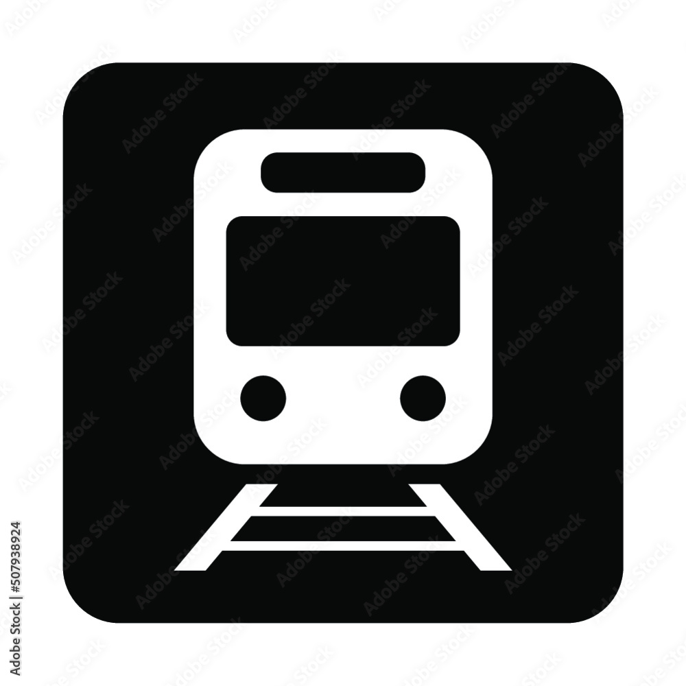 電車のシンプルなモノクロ白抜き角丸正方形正面アイコン 電車のシンプルなモノクロ白抜き角丸正方形正面アイコン