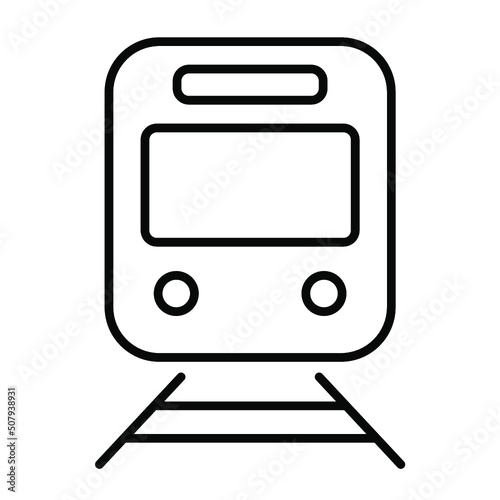 電車のシンプルなモノクロ正面線画アイコン/白背景
