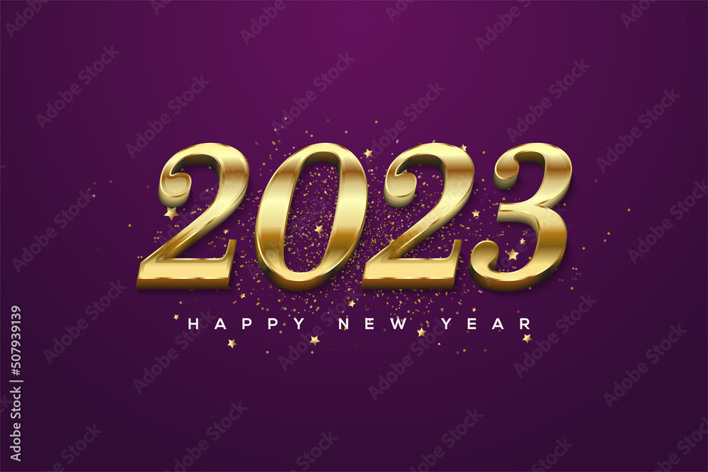 happy new year classic gold with numbers 2023