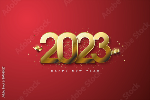 2023 new year luxury gold on red background