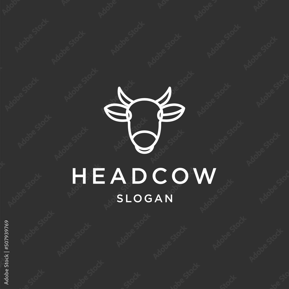 Head cow line art logo template vector illustration design Head cow line art logo template vector illustration design