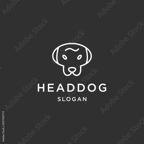 Head dog line art logo template vector illustration design