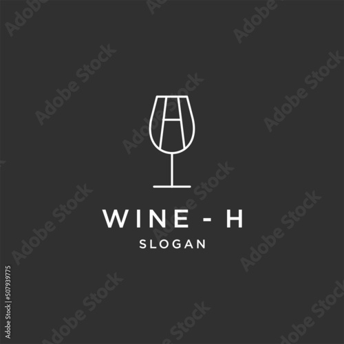 Letter h wine line art logo template vector illustration design
