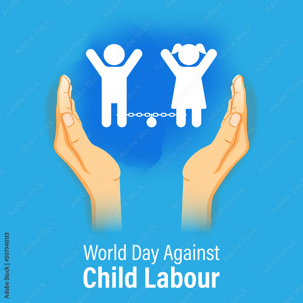 Vector illustration concept of World Day Against Child Labour banner ...