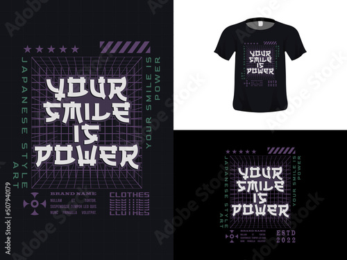 Tshirt typography quote design, Your Smile Is Power for print. Poster template, Premium Vector.