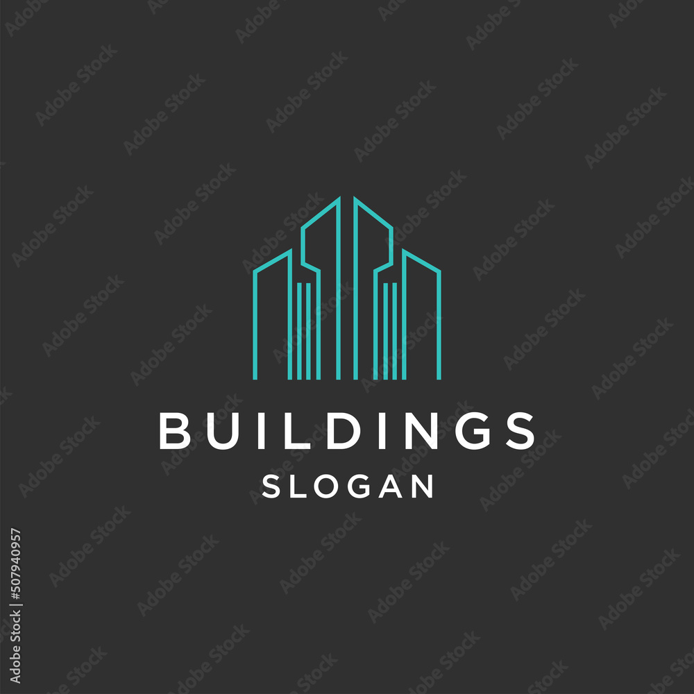 Buildings line art logo template vector illustration design Buildings line art logo template vector illustration design