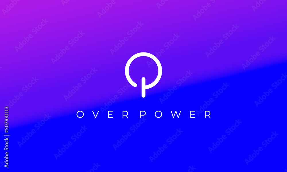 vector graphic design, monogram logo initial letter O and P, on off icon, minimalist modern style