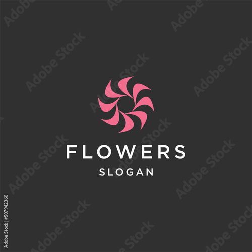 Flowers line art logo template vector illustration design