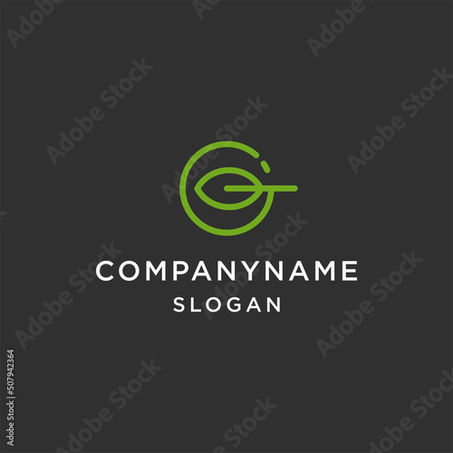 Letter g leaf line art logo template vector illustration design