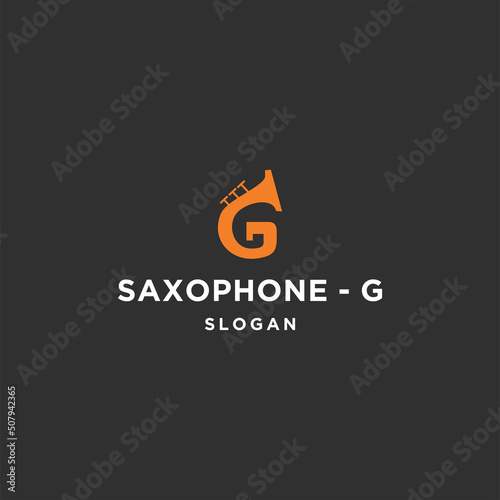 Letter g saxophone line art logo template vector illustration design