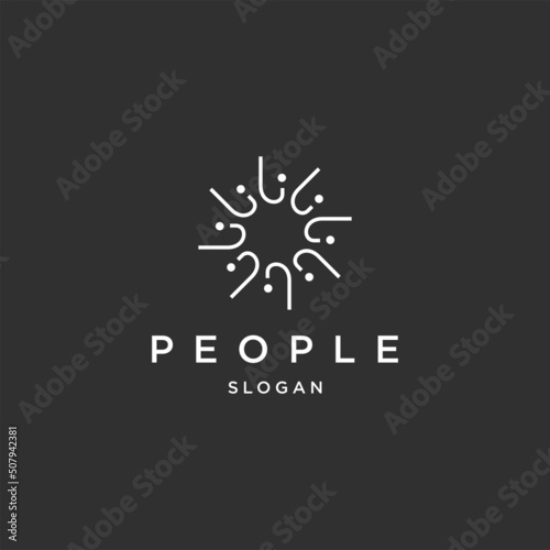 People line art logo template vector illustration design