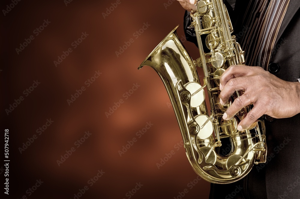 Obraz premium Musician playing jazz music instrument. Band instruments