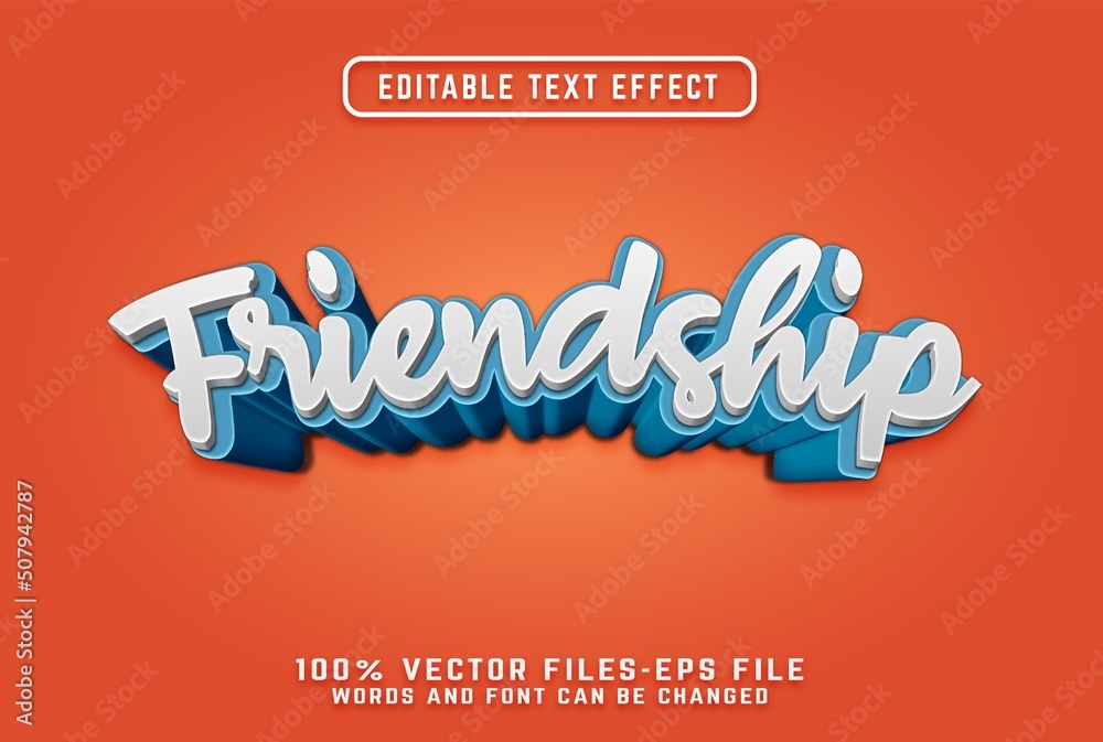 friendship 3d cartoon text effect premium vectors