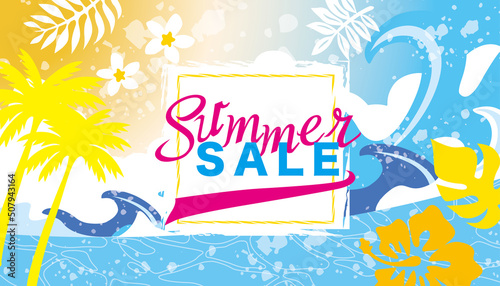 夏　ヤシ　リゾートイラスト