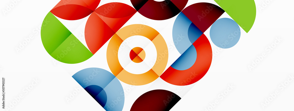 Fototapeta premium Colorful circle abstract background. Minimal geometric template for wallpaper, banner, presentation