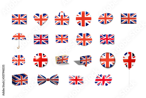 イギリス　国旗イラスト21種