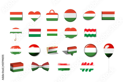 ハンガリー 国旗イラスト21種